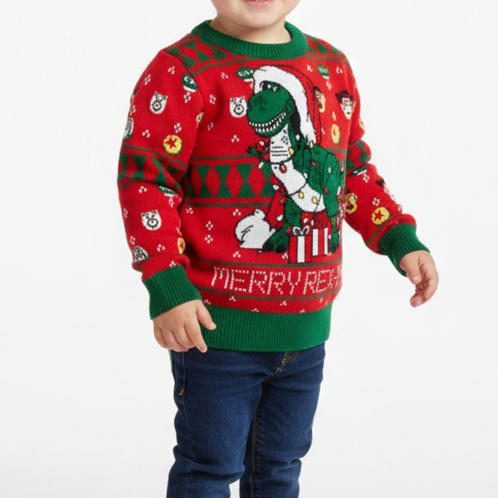Disney Pixar Toy Story Merry Rex-Mas Christmas Sweater 2T Toddler Ugly Holiday‎